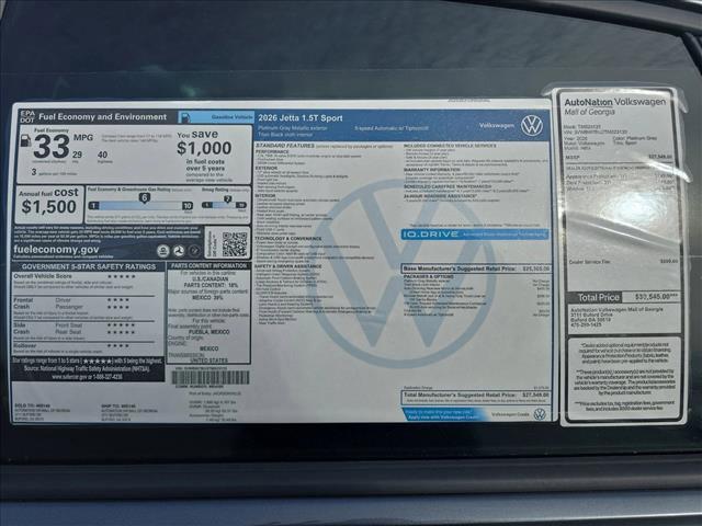 new 2026 Volkswagen Jetta car, priced at $25,847