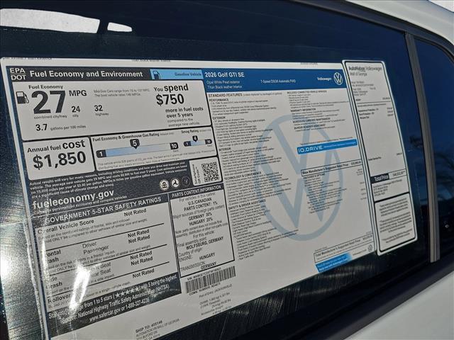 new 2026 Volkswagen Golf GTI car, priced at $43,036