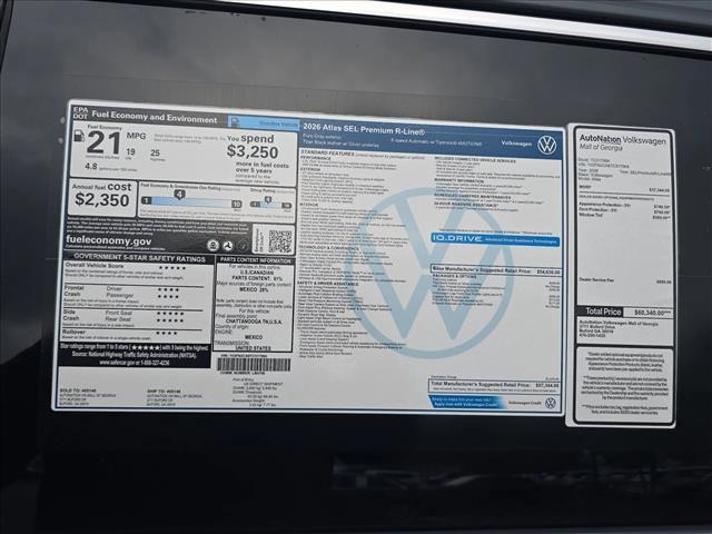 new 2026 Volkswagen Atlas car, priced at $52,413