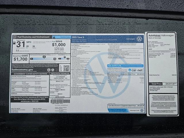new 2025 Volkswagen Taos car, priced at $23,153