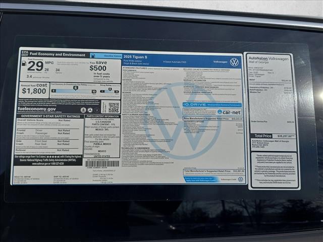 new 2025 Volkswagen Tiguan car, priced at $26,374