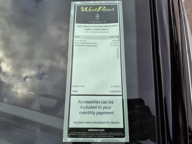 new 2025 Lincoln Aviator car, priced at $88,170