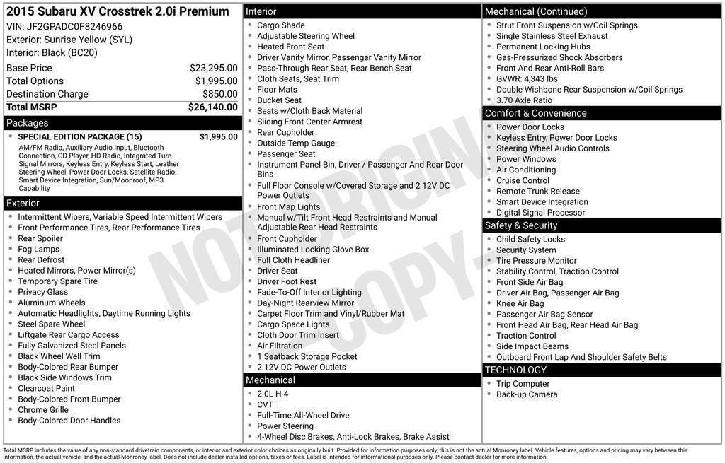 used 2015 Subaru XV Crosstrek car, priced at $7,933