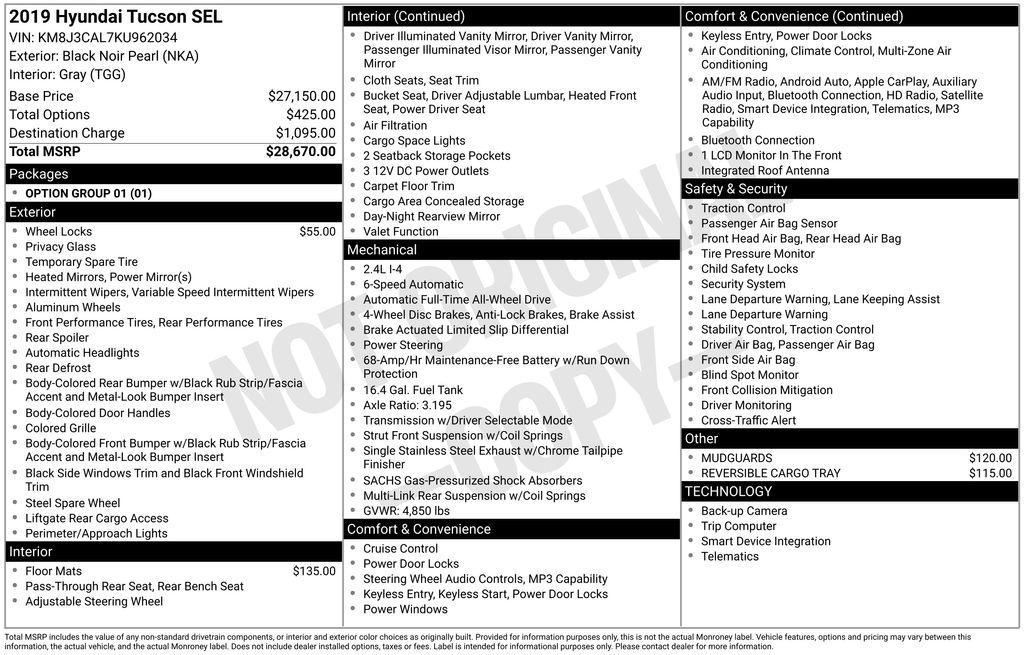 used 2019 Hyundai Tucson car, priced at $12,266