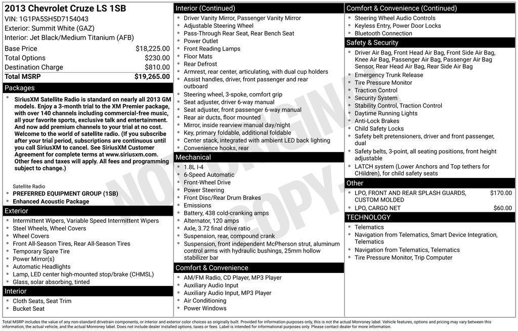 used 2013 Chevrolet Cruze car, priced at $4,911