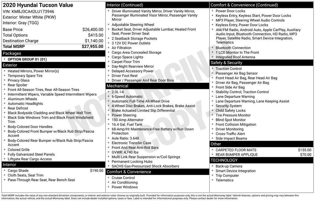used 2020 Hyundai Tucson car, priced at $16,511