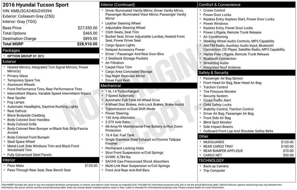 used 2016 Hyundai Tucson car, priced at $11,911