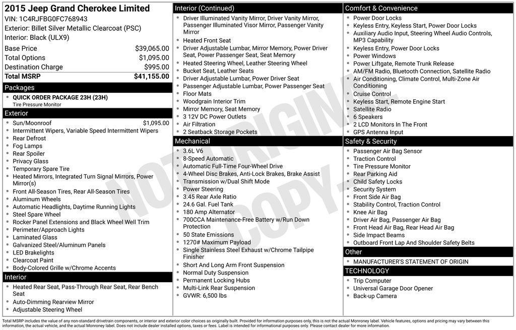 used 2015 Jeep Grand Cherokee car, priced at $12,511