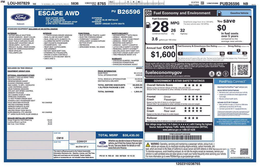 used 2023 Ford Escape car, priced at $23,922