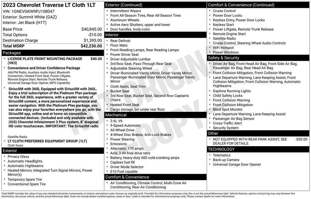 used 2023 Chevrolet Traverse car, priced at $31,411