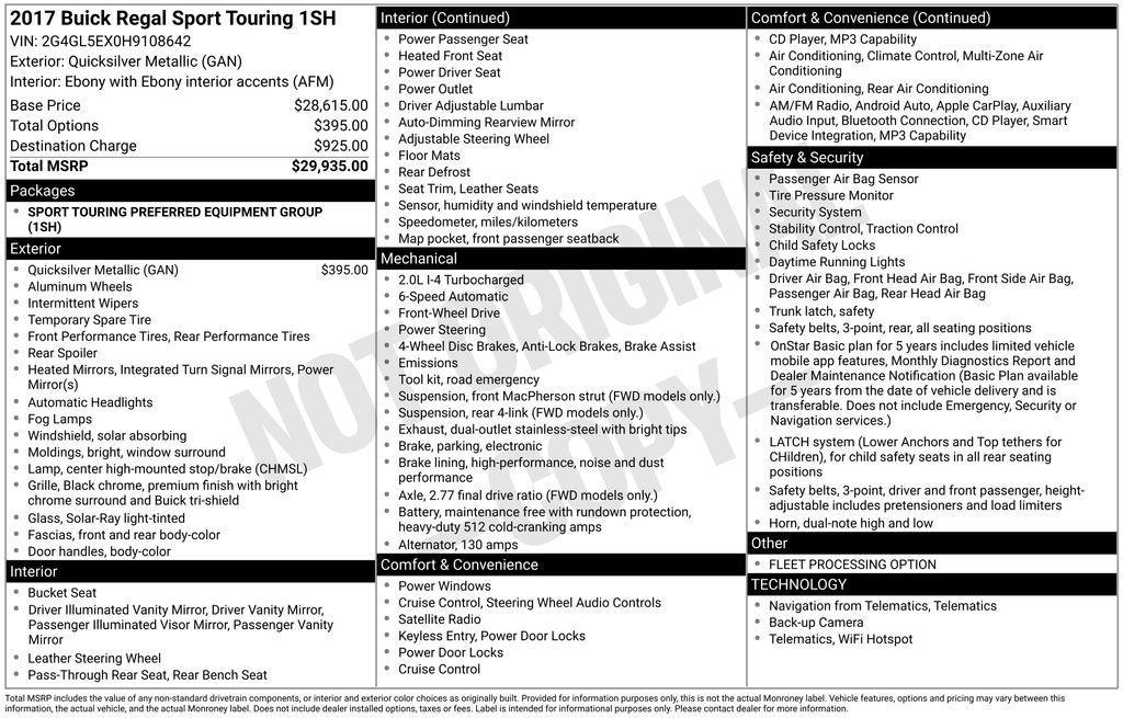 used 2017 Buick Regal car, priced at $6,922