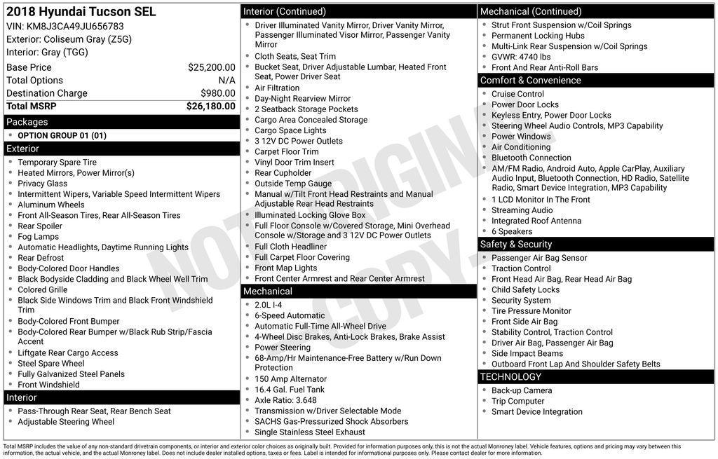 used 2018 Hyundai Tucson car, priced at $9,911