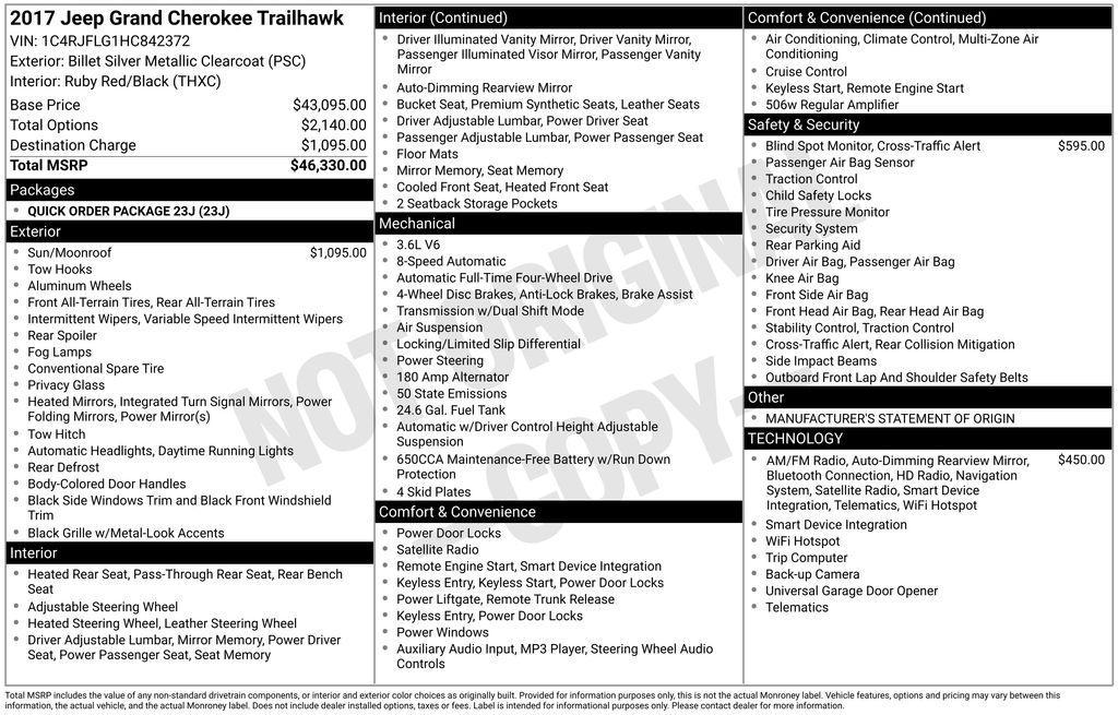 used 2017 Jeep Grand Cherokee car, priced at $12,911