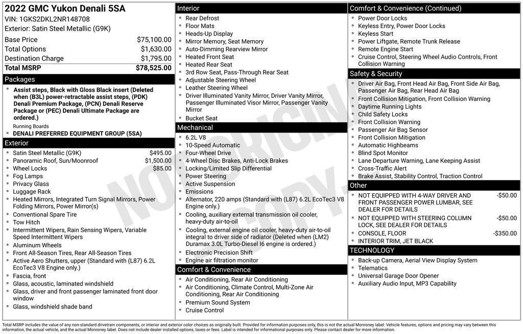 used 2022 GMC Yukon car, priced at $57,922