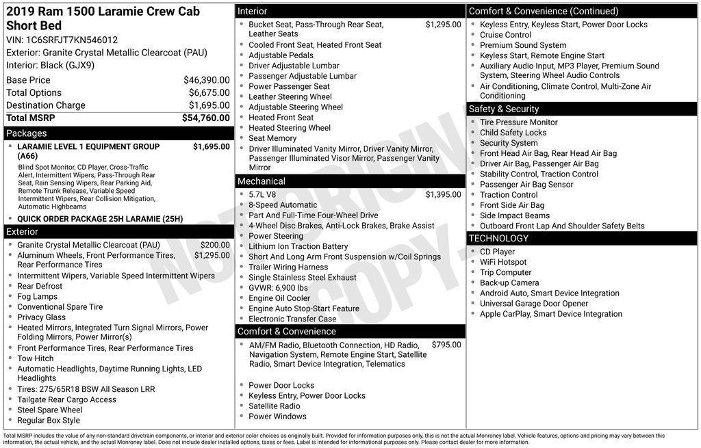 used 2019 Ram 1500 car, priced at $26,988