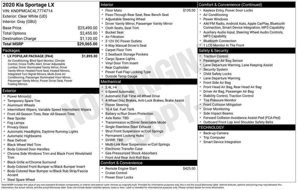 used 2020 Kia Sportage car, priced at $18,911