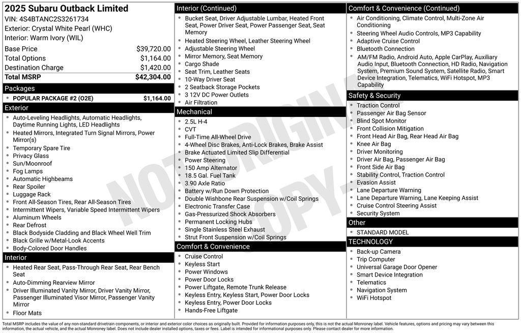 used 2025 Subaru Outback car, priced at $35,111