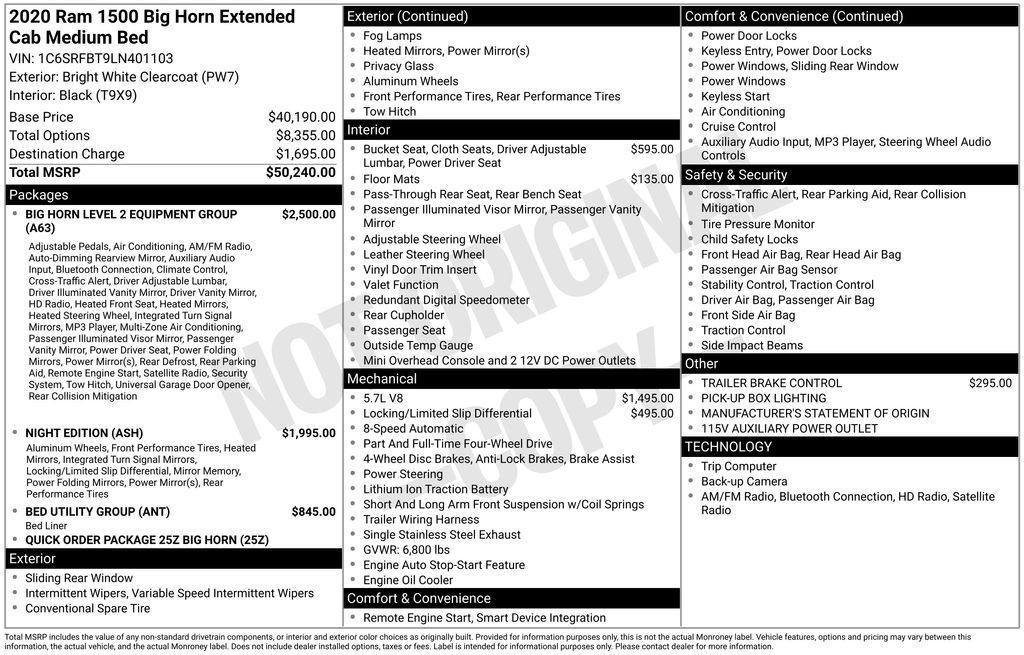 used 2020 Ram 1500 car, priced at $23,233