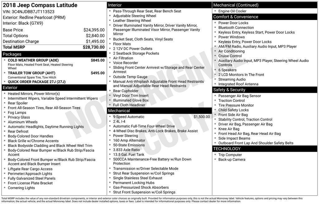 used 2018 Jeep Compass car, priced at $10,211