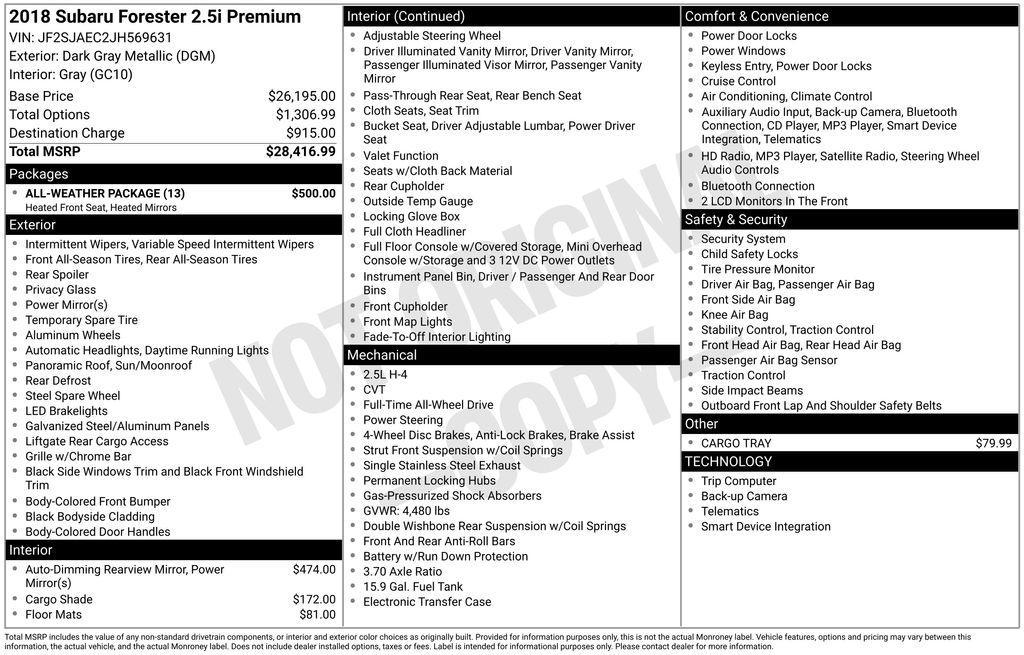 used 2018 Subaru Forester car, priced at $16,911