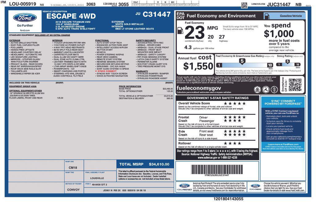 used 2018 Ford Escape car, priced at $16,922