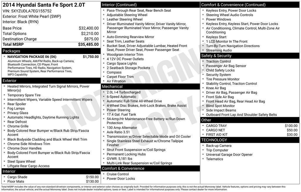 used 2014 Hyundai Santa Fe Sport car, priced at $5,922