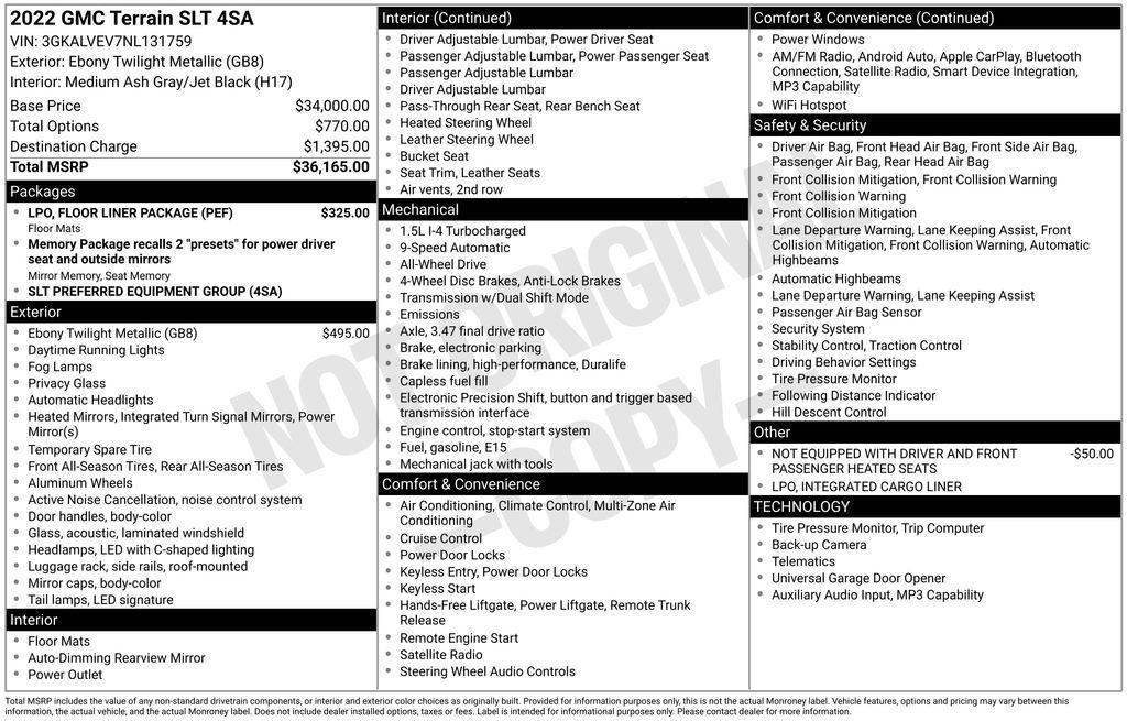 used 2022 GMC Terrain car, priced at $19,922