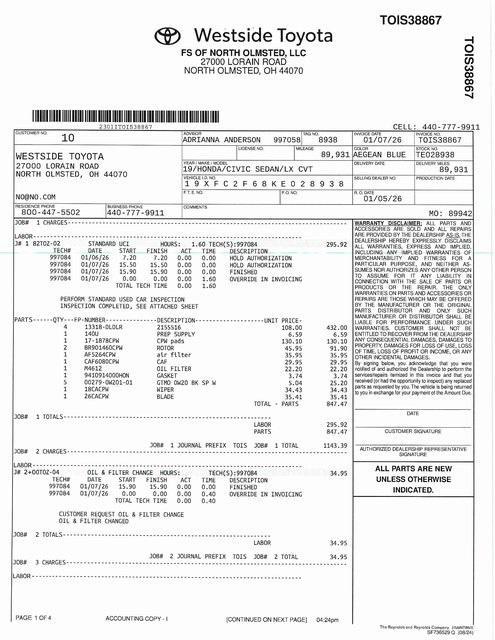 used 2019 Honda Civic car, priced at $13,900