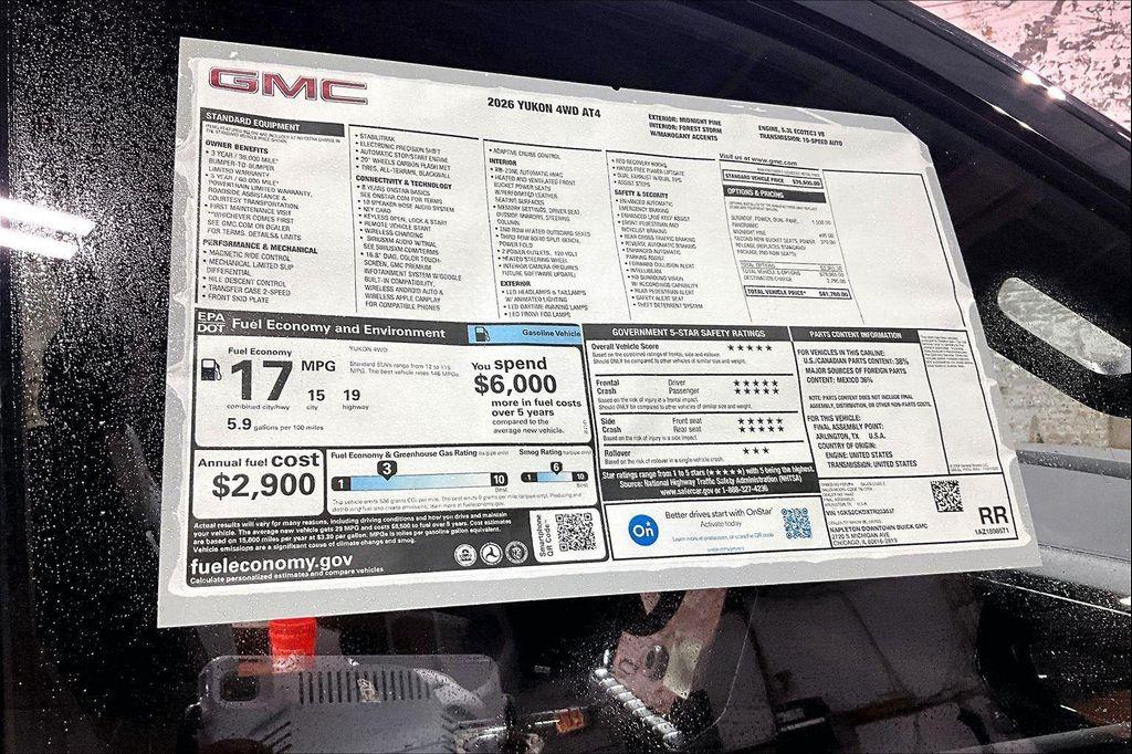 new 2026 GMC Yukon car, priced at $80,760