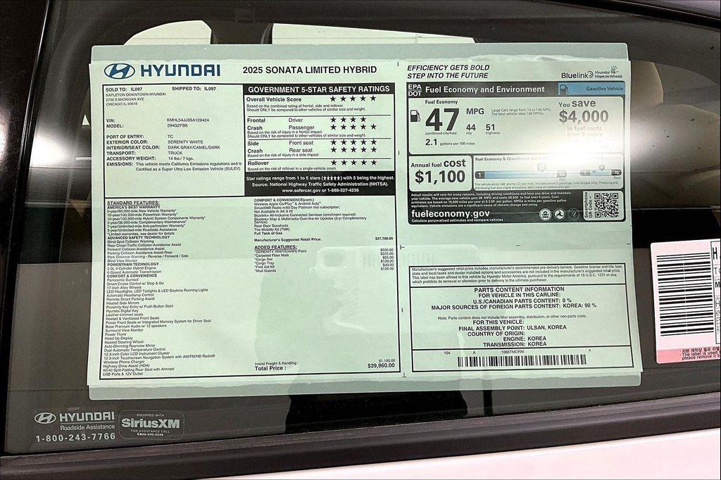 used 2025 Hyundai Sonata Hybrid car, priced at $31,887