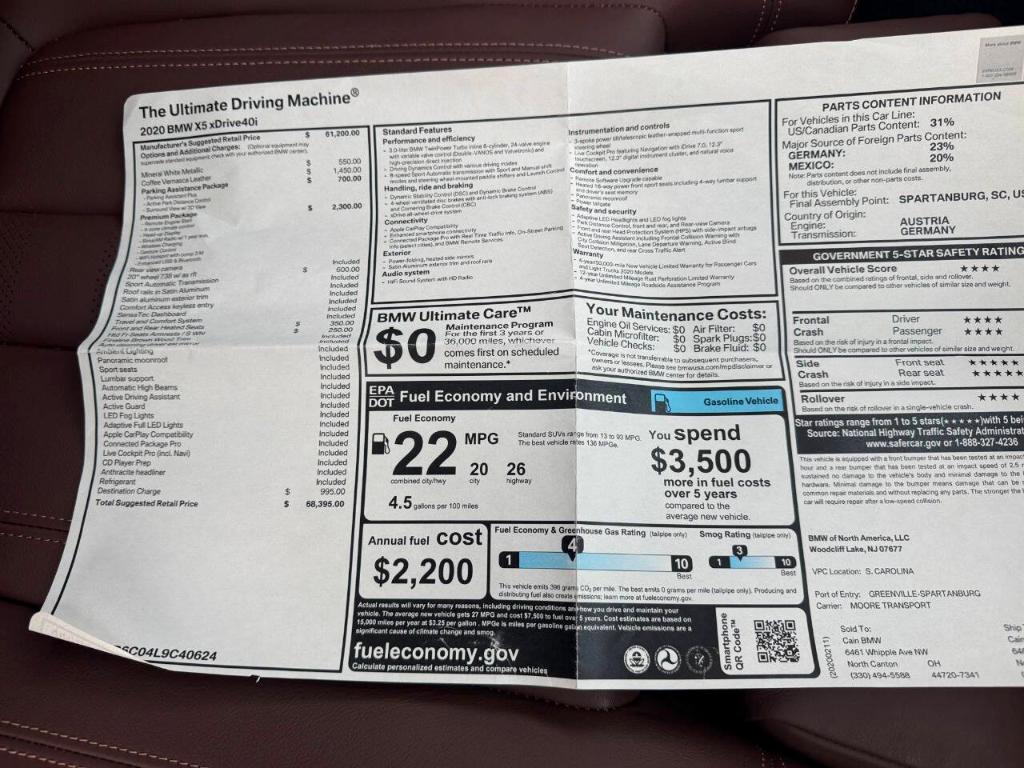 used 2020 BMW X5 car, priced at $34,900