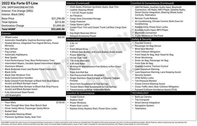 used 2022 Kia Forte car, priced at $17,497