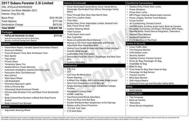used 2017 Subaru Forester car, priced at $12,497