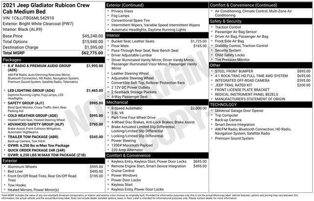 used 2021 Jeep Gladiator car, priced at $28,997