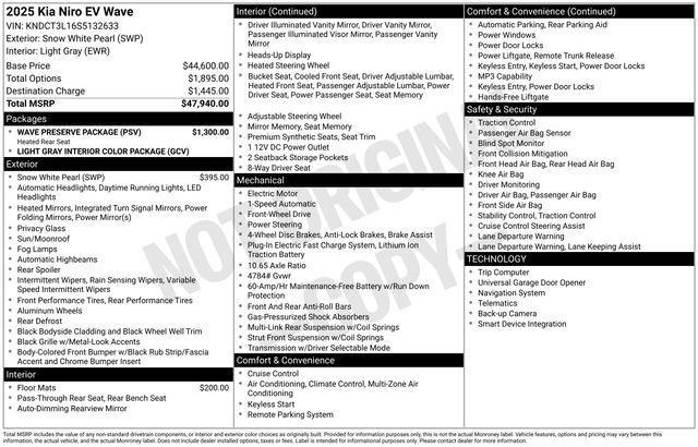 new 2025 Kia Niro EV car, priced at $35,040