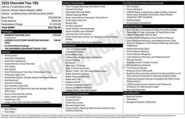 used 2025 Chevrolet Trax car, priced at $22,497