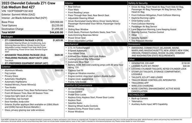 used 2023 Chevrolet Colorado car, priced at $34,497