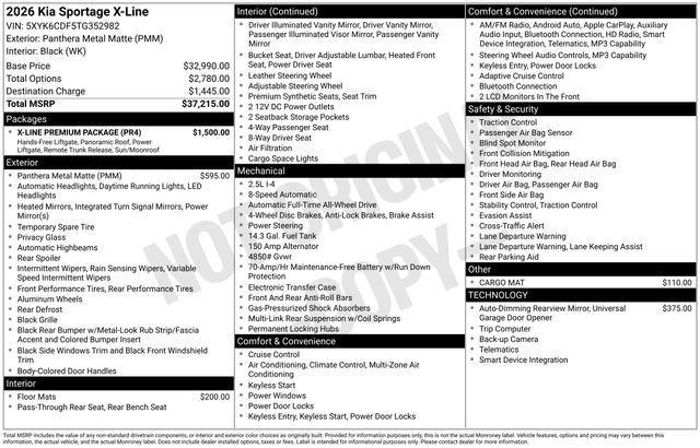 new 2026 Kia Sportage car, priced at $36,417