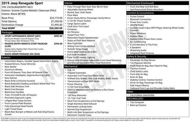 used 2019 Jeep Renegade car, priced at $13,497