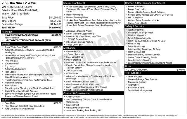 new 2025 Kia Niro EV car, priced at $35,155