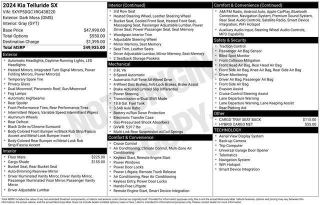 used 2024 Kia Telluride car, priced at $39,797