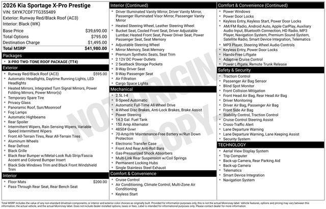new 2026 Kia Sportage car, priced at $40,472