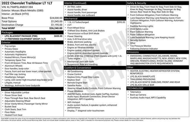 used 2022 Chevrolet TrailBlazer car, priced at $15,997
