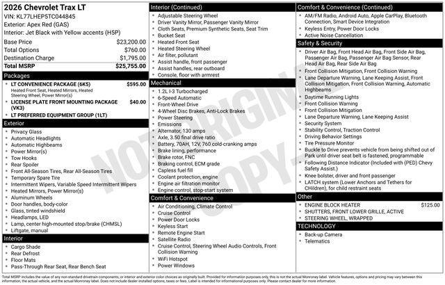used 2026 Chevrolet Trax car, priced at $22,497