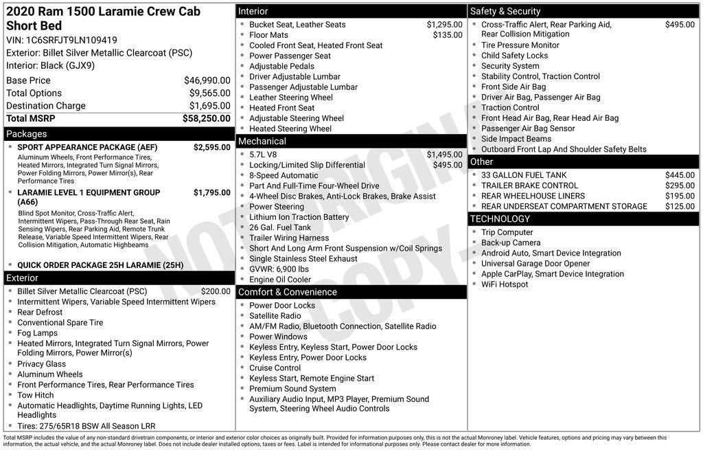 used 2020 Ram 1500 car, priced at $28,000