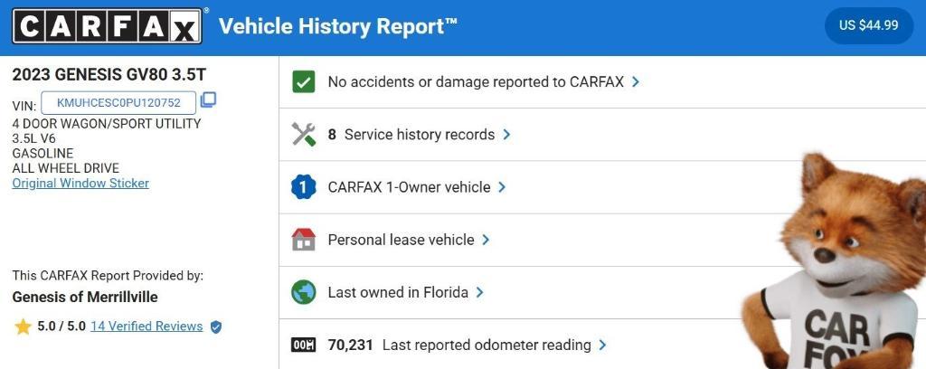 used 2023 Genesis GV80 car, priced at $39,770