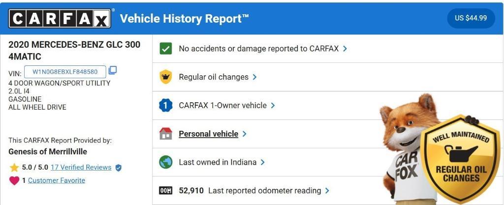 used 2020 Mercedes-Benz GLC 300 car, priced at $26,340