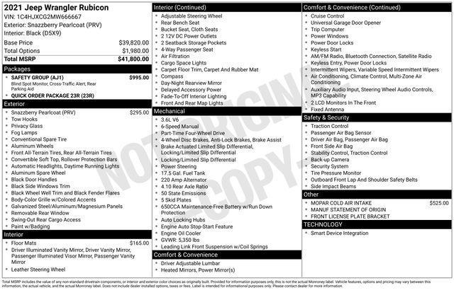 used 2021 Jeep Wrangler car, priced at $32,143