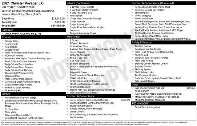 used 2021 Chrysler Voyager car, priced at $14,754