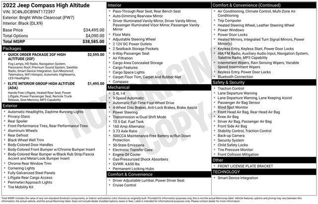 used 2022 Jeep Compass car, priced at $22,560